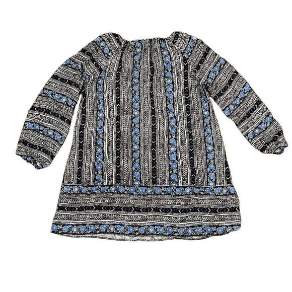 Express Tunic Dress Women's Large Multicolor 100% Rayon V- Neck Long Sleeve - Picture 1 of 8